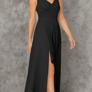 Azazie Black Sleeveless V-Neck Maxi Gown